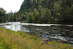 Nedenfor dette brekket er det en lang strekning med strie stryk og fossefall. Her får laksen endelig hvile.